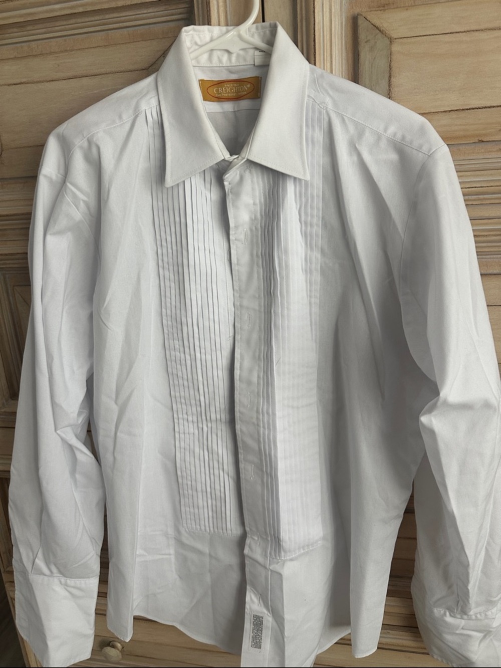 Classic White Pleated Front Men's tuxedo Dress Shirt